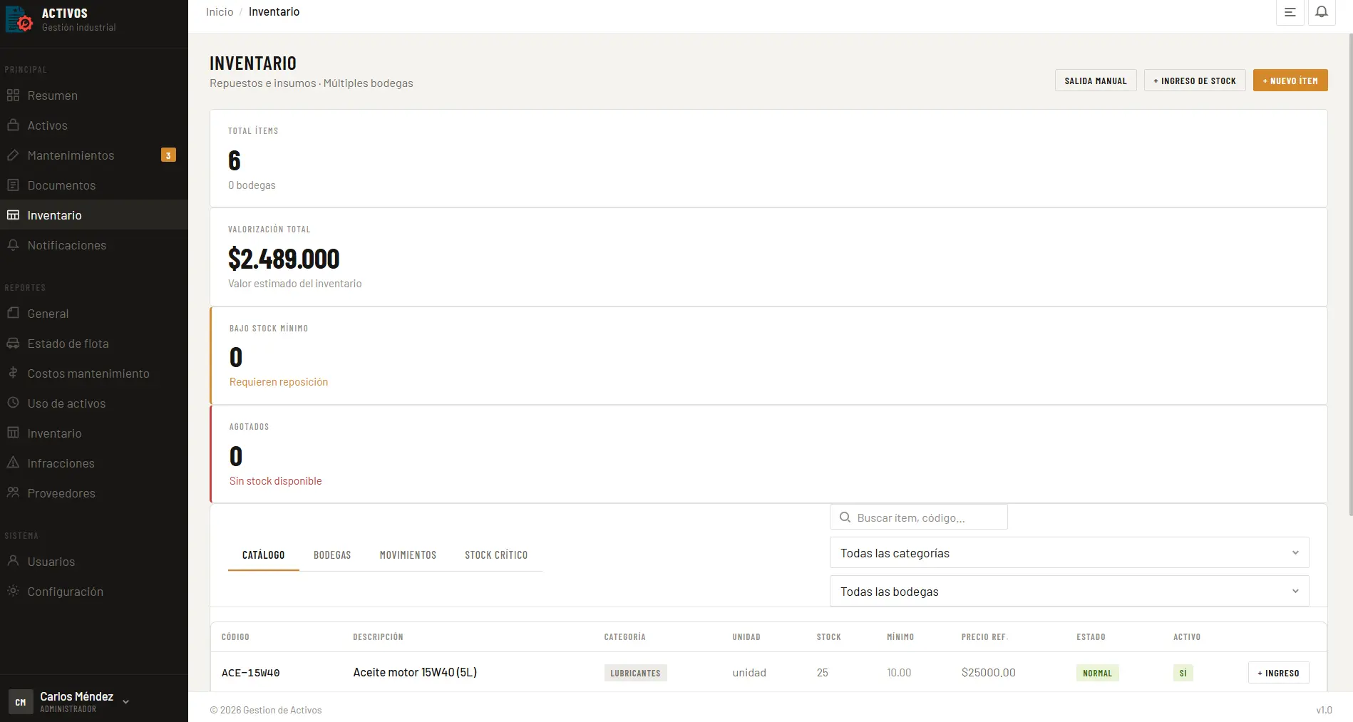 Inventario en tiempo real en ActivoControl